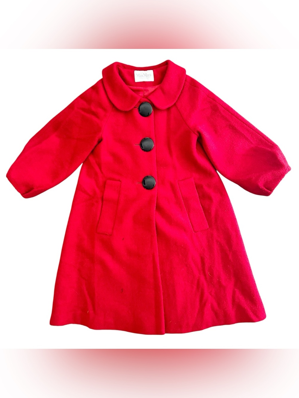 MAX MARA Vintage Women’s Bright Red Peter Pan Collar Pea Coat Size Small